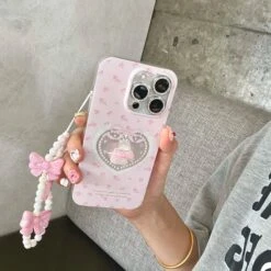 Cameo Kitty IPhone Case With Chain -Clothing Discount Store cameo kitty iphone case chain mobile phone cases bows butterfly 638