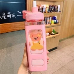 Candy Bun Water Bottles -Clothing Discount Store candy bun water bottles 900ml pink teddy drinking drinkware glass bottle ddlg playground 416