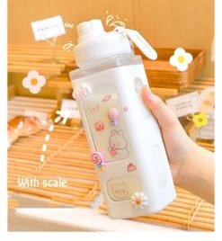 Candy Bun Water Bottles -Clothing Discount Store candy bun water bottles 900ml white sticker collage drinking drinkware glass bottle ddlg playground 598