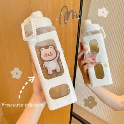 Candy Bun Water Bottles -Clothing Discount Store candy bun water bottles 900ml white waving bear drinking drinkware glass bottle ddlg playground 946
