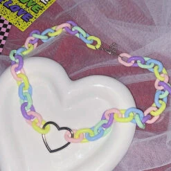 Candycore Heart Choker -Clothing Discount Store candycore heart choker chokers gay pride necklace necklaces rainbow choker kawaii babe 937