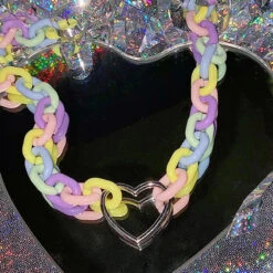 Candycore Heart Choker -Clothing Discount Store candycore heart choker chokers gay pride necklace necklaces rainbow choker kawaii babe 971