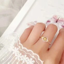 Sakura Star Girl Ring -Clothing Discount Store card captor sakura star magical girl sterling silver yellow ring 318