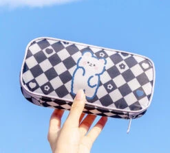 Checkerboard Bunny Cosmetic Case -Clothing Discount Store checkerboard bunny cosmetic case pen pencil cases checkerboard 164