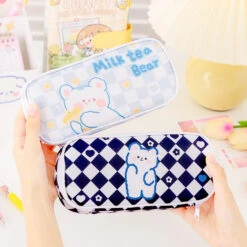 Checkerboard Bunny Cosmetic Case -Clothing Discount Store checkerboard bunny cosmetic case pen pencil cases checkerboard 623
