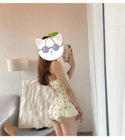 Cherry Ruffle Onesie -Clothing Discount Store cherry ruffle onesie adult onesies bodysuit bodysuits cherries lingerie ddlg playground 825