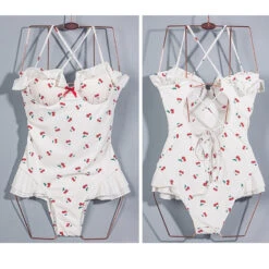Cherry Ruffle Onesie -Clothing Discount Store cherry ruffle onesie adult onesies bodysuit bodysuits cherries lingerie ddlg playground 956