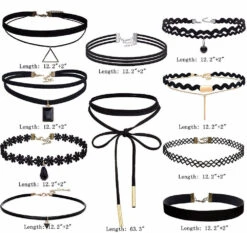 Choker Necklace Set -Clothing Discount Store choker necklace set back goth bell choker choker necklace chokers collar kawaii babe 183