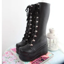 Chunky Platform Moto Boots 25 Chunky Platform Moto Boots -Clothing Discount Store chunky platform moto boots black 4 boots buckled buckled buckles chunky boots shoes kawaii babe 645