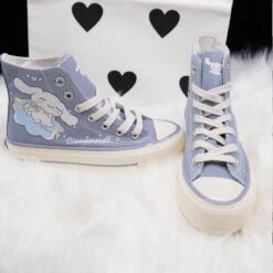 Blue Puppy Dog Painted High Tops -Clothing Discount Store cinna dog painted high tops chuck taylors cinnamoroll hand shoes ddlg playground 272