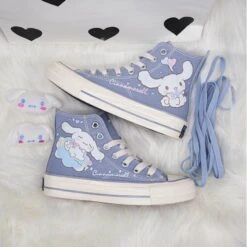 Blue Puppy Dog Painted High Tops -Clothing Discount Store cinna dog painted high tops chuck taylors cinnamoroll hand shoes ddlg playground 400
