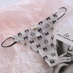 Classic Mesh Thongs -Clothing Discount Store classic mesh thongs gray cat head undies panties panty thong underwear kawaii babe 907