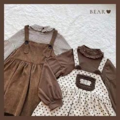 Corduroy Teddy Overall Dress -Clothing Discount Store corduroy teddy overall dress brown cord cords cute kawaii babe 149