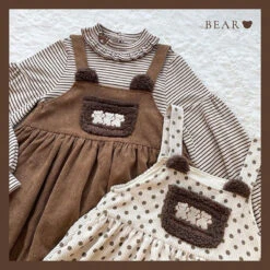 Corduroy Teddy Overall Dress -Clothing Discount Store corduroy teddy overall dress brown cord cords cute kawaii babe 578