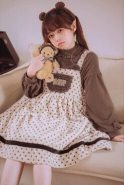 Corduroy Teddy Overall Dress -Clothing Discount Store corduroy teddy overall dress brown cord cords cute kawaii babe 622