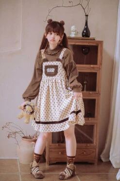 Corduroy Teddy Overall Dress -Clothing Discount Store corduroy teddy overall dress brown cord cords cute kawaii babe 918