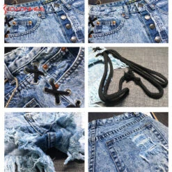 Corset Denim Shorts -Clothing Discount Store corset denim shorts acid wash washed brown corset denim shorts jean shorts kawaii babe 719