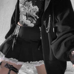 Corset Lace Mini Skirt -Clothing Discount Store corset lace mini skirt corsetted goth trim skirts kawaii babe 837