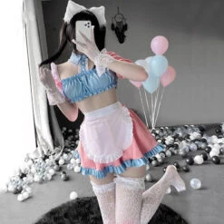 Cotton Candy Maid Cosplay Set -Clothing Discount Store cotton candy maid cosplay set bra bralette brasier lingerie costume kawaii babe 868