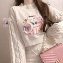 Cozy Knit Bunny Matching Set 16 Cozy Knit Bunny Matching Set -Clothing Discount Store cozy knit bunny matching set sweater only s bunnies rabbit crop top cropped outfit kawaii babe 923