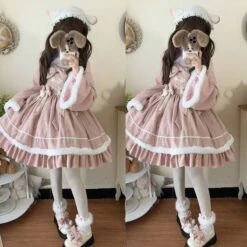 Cozy Winter Wonderland Dress 12 Cozy Winter Wonderland Dress -Clothing Discount Store cozy winter wonderland pink long sleeve lolita jsk dress 113