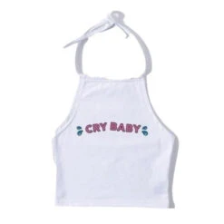 Cry Baby Halter Top 11 Cry Baby Halter Top -Clothing Discount Store cry baby halter top white s belly shirts crop crop shirt top tops shirt kawaii babe 722