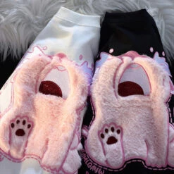 Crybaby Kitten Fluffy Tee -Clothing Discount Store crybaby kitten fluffy tee cat plush cats crying flocked shirt kawaii babe 325