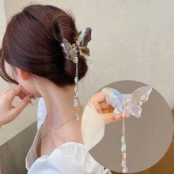 Crystal Butterfly Claw Hair Clip -Clothing Discount Store crystal butterfly claw hair clip clips accessories accessory kawaii babe 475