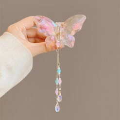 Crystal Butterfly Claw Hair Clip -Clothing Discount Store crystal butterfly claw hair clip pink clips accessories accessory kawaii babe 355