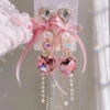 Crystal Princess Drop Earrings -Clothing Discount Store crystal princess drop earrings pink heart accessories crystals dangle kawaii babe 598