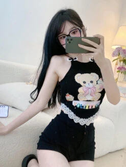 Cupcake Bear Crop Top -Clothing Discount Store cupcake bear crop shirt tops cropped shirts ddlg playground 731