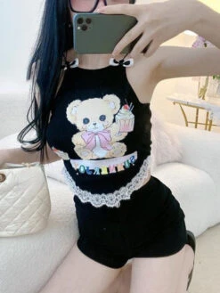 Cupcake Bear Crop Top -Clothing Discount Store cupcake bear crop shirt tops cropped shirts ddlg playground 762