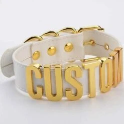 Custom Vegan Leather Choker -Clothing Discount Store custom leather choker whitegold cat collar chocker necklace ddlg playground kawaii babe 214