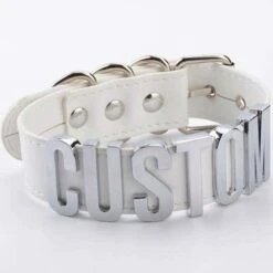 Custom Vegan Leather Choker -Clothing Discount Store custom leather choker whitesilver cat collar chocker necklace ddlg playground kawaii babe 693