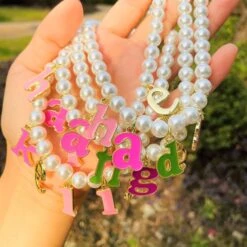 Custom Pearl Name Necklace -Clothing Discount Store custom pearl name necklace necklaces y2k custom pearl kawaii choker 857