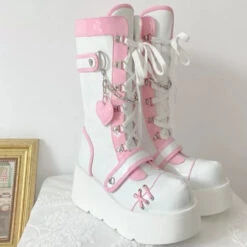 Cyber Punk Babydoll Booties -Clothing Discount Store cyber punk babydoll booties boot boots combat shoes kawaii babe 797