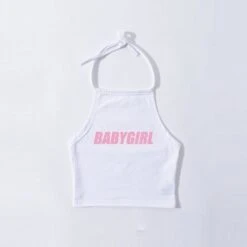 Daddy's Girl Halter Top -Clothing Discount Store daddys girl halter top white babygirl s 2xl belly shirt crop kawaii babe 360