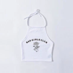 Daddy's Girl Halter Top -Clothing Discount Store daddys girl halter top white bad girls club s 2xl babygirl belly shirt crop kawaii babe 107