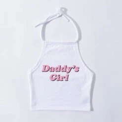 Daddy's Girl Halter Top -Clothing Discount Store daddys girl halter top white s 2xl babygirl belly shirt crop kawaii babe 590