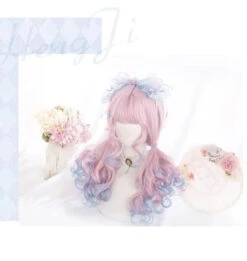 Dainty Blue Pink Ombre Wig -Clothing Discount Store dainty blue pink ombre wig blue wig cosplay costume cotton candy fake hair wig kawaii babe 212