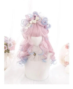 Dainty Blue Pink Ombre Wig -Clothing Discount Store dainty blue pink ombre wig blue wig cosplay costume cotton candy fake hair wig kawaii babe 664