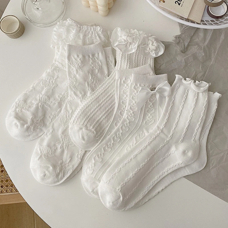 Dainty White Lace Socks 3 Dainty White Lace Socks