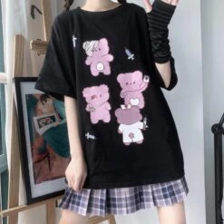 Doctor Bear Menhera Oversized Tee -Clothing Discount Store doctor bear menhera oversized tee bears creepy cute pastel goth fashion shirt ddlg playground 429