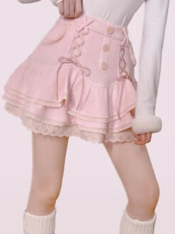 Dollette Skirt & Turtleneck Outfit -Clothing Discount Store dollette skirt turtleneck outfit pink angel belly shirt crop tops dollcore ddlg playground 578
