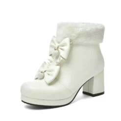 Dollette Winter Booties -Clothing Discount Store dollette winter booties bows platform heel shoes footwear 393