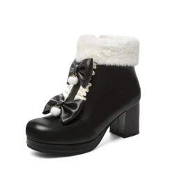 Dollette Winter Booties -Clothing Discount Store dollette winter booties bows platform heel shoes footwear 648