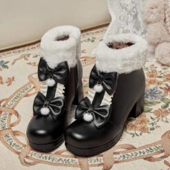 Dollette Winter Booties -Clothing Discount Store dollette winter booties bows platform heel shoes footwear 842