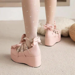 Dolly Platform Mary Janes -Clothing Discount Store dolly platform mary janes heels bows heart hearts heels kawaii 193