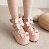 Dolly Platform Mary Janes -Clothing Discount Store dolly platform mary janes heels bows heart hearts heels kawaii 572