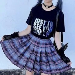 Electric Plaid Skirt (17 Colors) 25 Electric Plaid Skirt (17 Colors) -Clothing Discount Store electric plaid pleated skirt clothing aura goth gothic ddlg playground 213